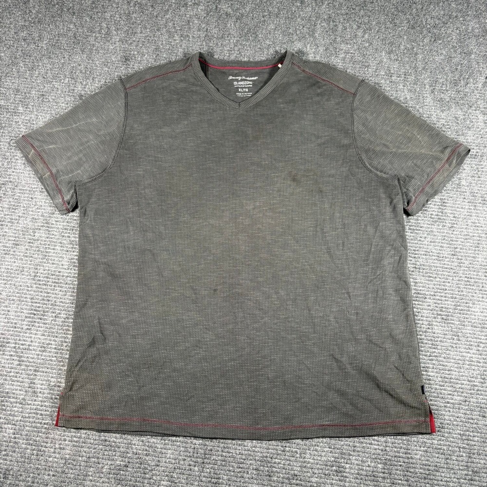 Tommy Bahama IslandZone Shirt Mens XL Gray Excellent V-Neck Performance Tee